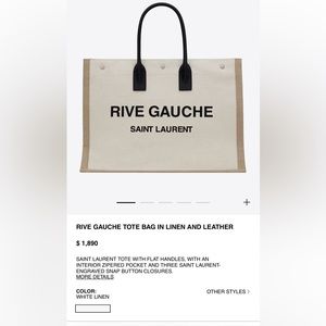 YSL RIVE GAUCHE TOTE BAG IN LINEN AND LEATHER.